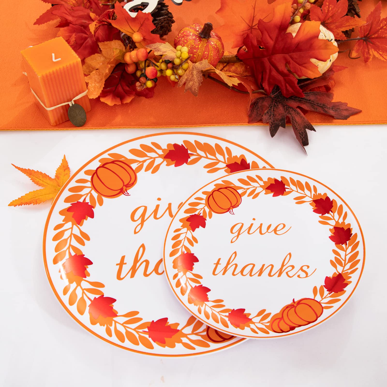 DaYammi 60PCS Thanksgiving Plates Fall Leaves Plastic Plates For Give  Thanks Party Supplies 30 Dinner Plates
