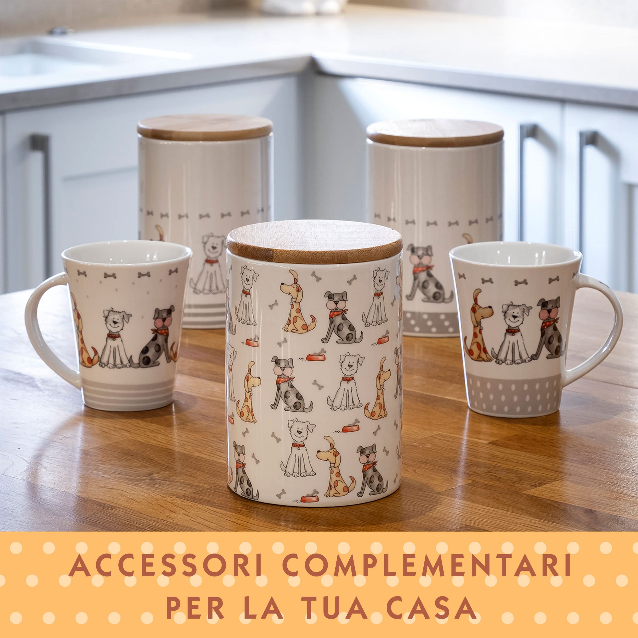 SPOTTED DOG GIFT COMPANY Set di Tazze da Caffè con Cani, Set di Tazze Grandi, Tazze Colazione da Caffè Tè in Ceramica con Carino Cani, Regalo per Cani per Donne Uomini