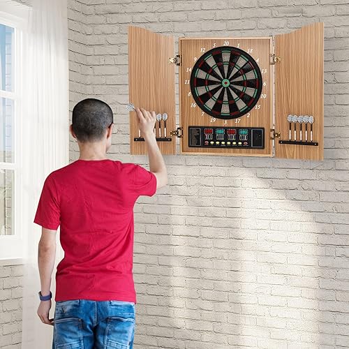 Miniatura 5 de Máquina electrónica de dardos, juego de gabinete de dardos decorativo, gabinete de diana, tableros de dardos electrónicos para adultos, diana