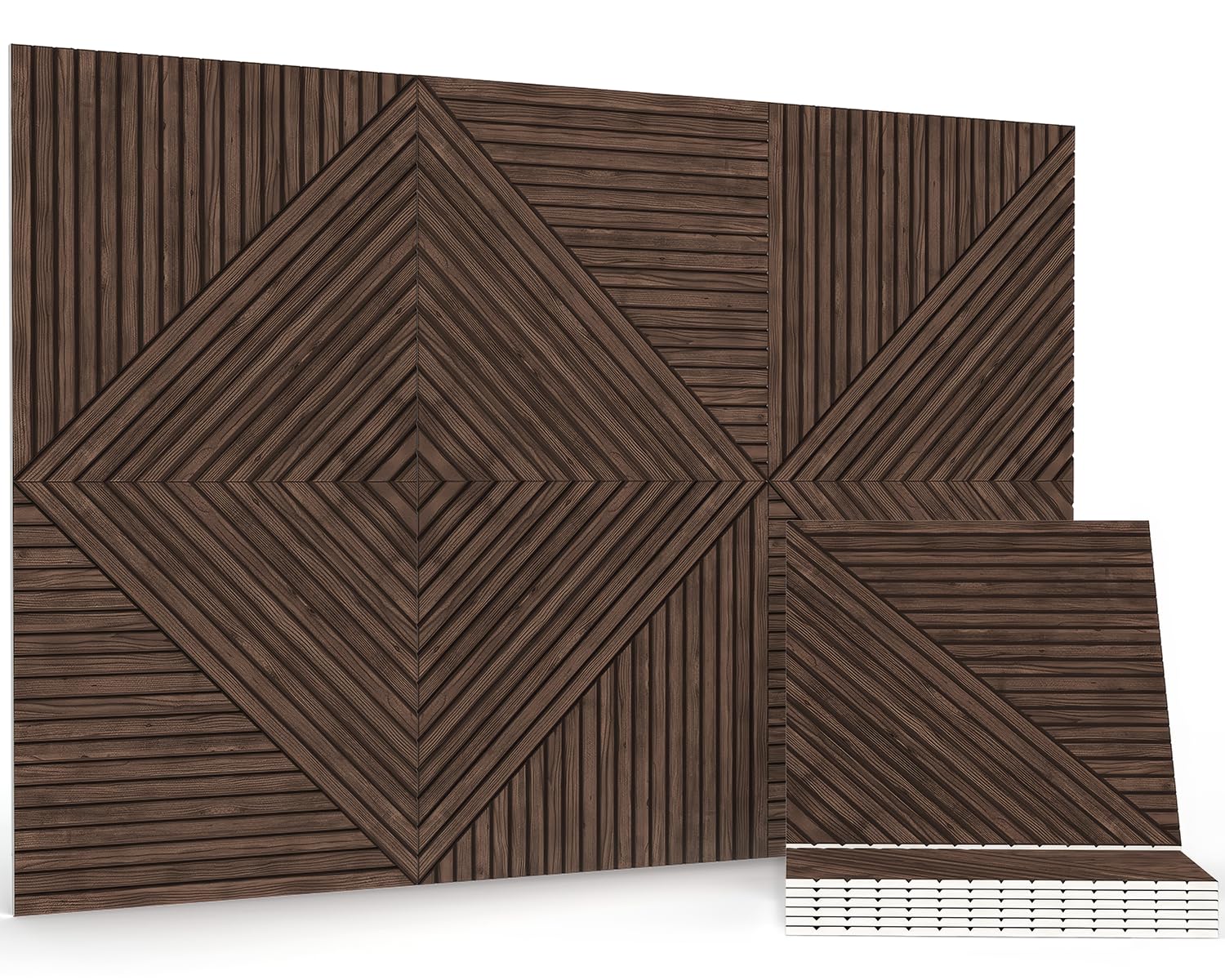 JBER Akustikpaneele, 6 Stück, selbstklebende dekorative Schallschutzplatten, schallabsorbierende Wandpaneele für Büro, Aufnahmestudio, Wohnzimmer, Schlafzimmer, 180 x 120 cm, dunkles Walnussholz