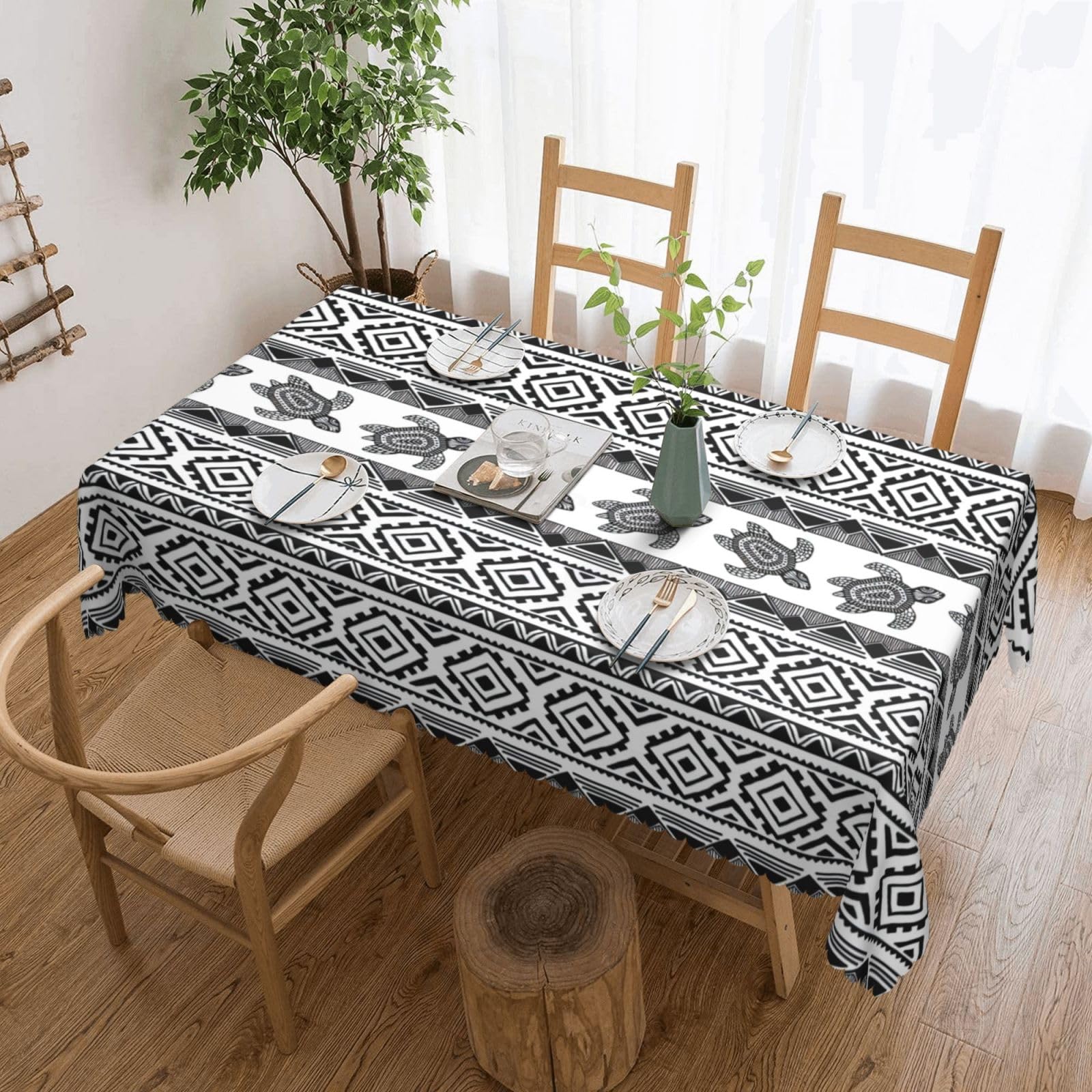Nappe rectangulaire imprimé tortue pour table de salle à manger