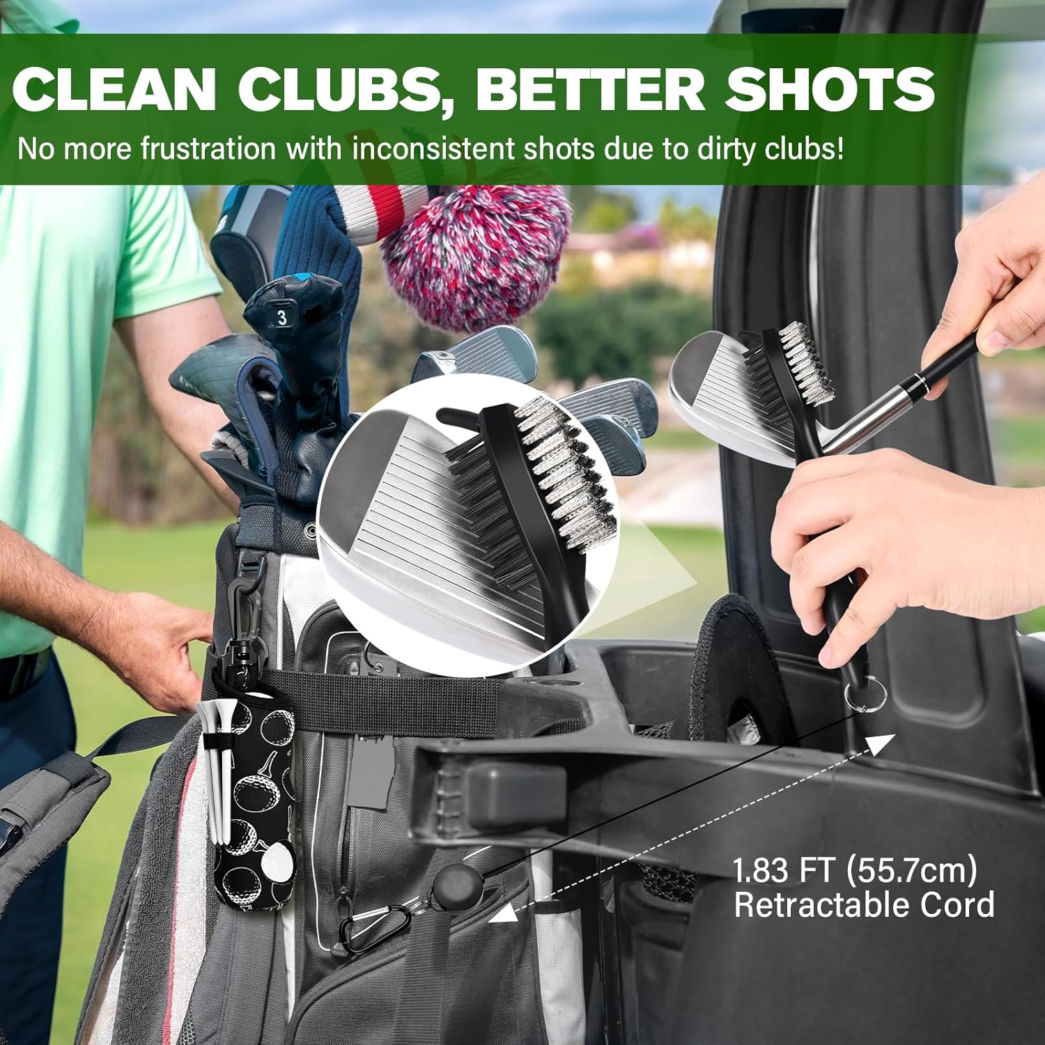 15 Pcs Golf Accessories Kit, Includes Cleaner Brush Towel Tees Golf Ball Bag with Hook Divot Tool with Ball Marker, Golf Essentials Kit for Women Man Gifts