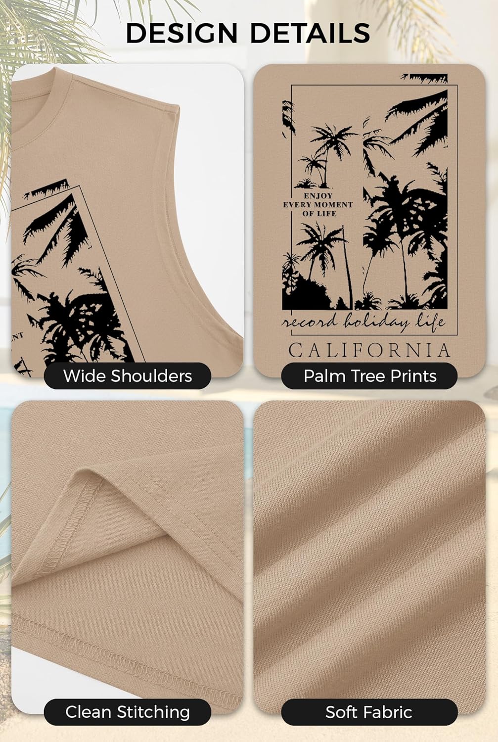 Mens Beach Summer Tank Tops Palm Tree Graphic Vacation Muscle Sleeveless Shirts (S-3XL) - Image 6