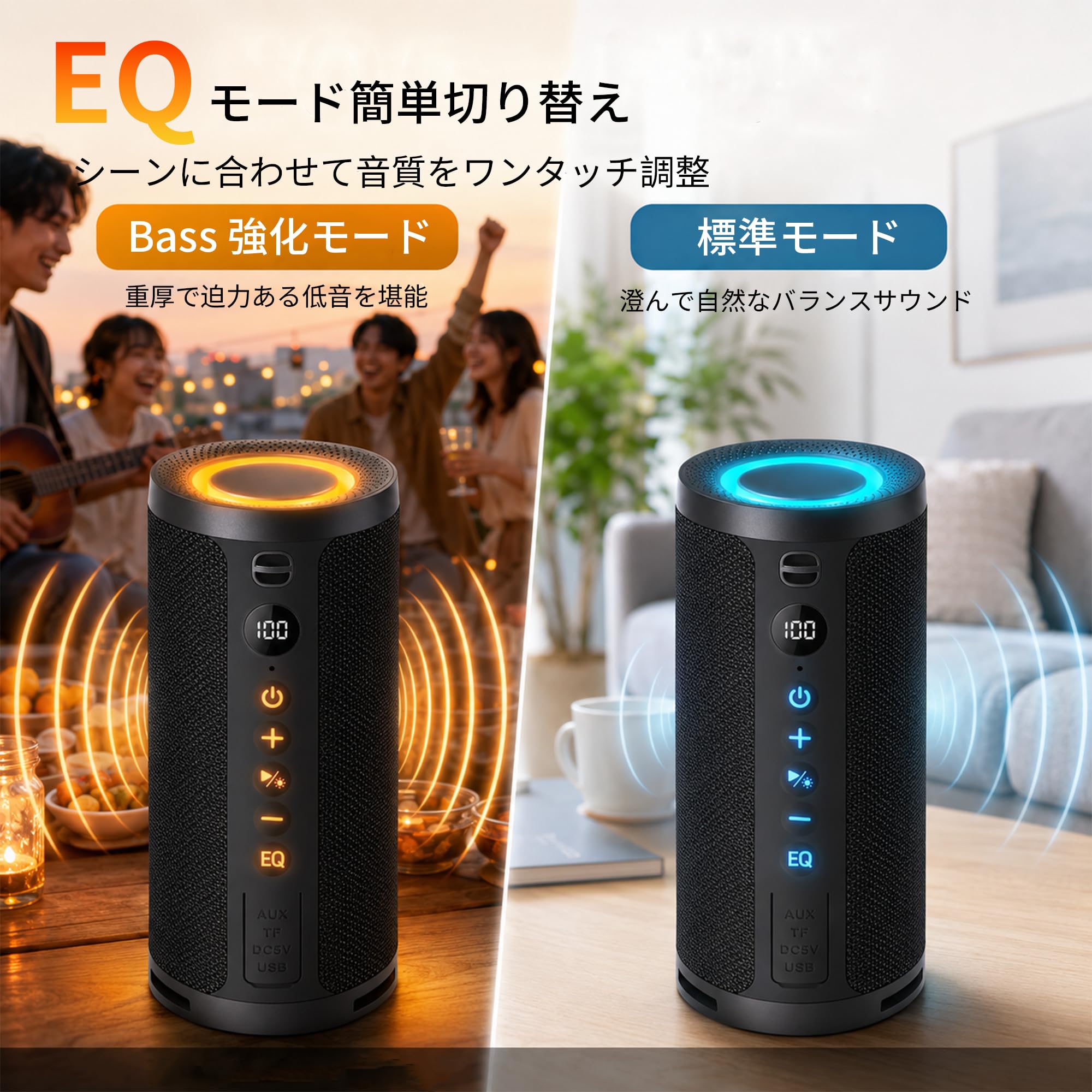 Amazon.co.jp: Bluetoothスピーカー 20W 大音量 24時間連続再生 DSP