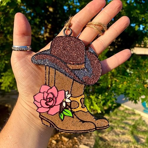 Miniatura 5 de Molde fresco de silicona para botas y sombrero de vaquero con flores 4 x 3 x 1 pulgadas bohemio occidental para cuentas de aroma perfumadas resina