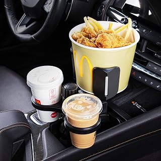 OFY 3 in 1 Car Cup Holder Expander with Adjustable Base, [Upgraded Expandable Cup Holder] All Purpose Cup Holder and Organizer, Road Trip Essentials Car Accessories for Snack Bottles Cups Drinks