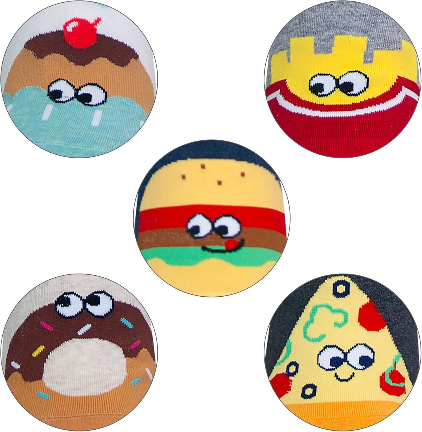 YEJIMONG Women’s 5 Pairs Cotton Fun Panda Duck Fruits Food Birthday Designed Novelty Crew Socks Gifts Size 6-9 - Image 4