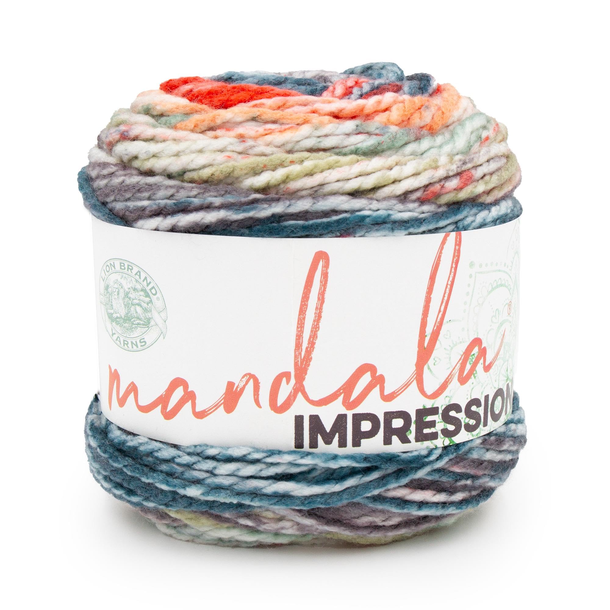 Lion Brand Yarn Mandala Impressions, Multicolor Yarn for Knitting, Crochet and Crafting, Woodstock, 1 Pack