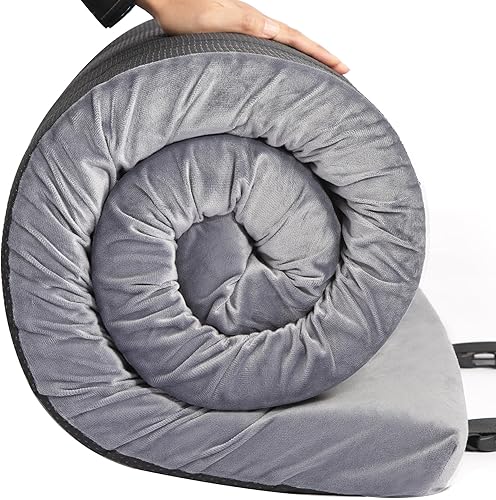Colchón de espuma viscoelástica portátil enrollable para dormir, colchón de piso de invitados plegable, tapete de espuma ligera para dormir, colchón
