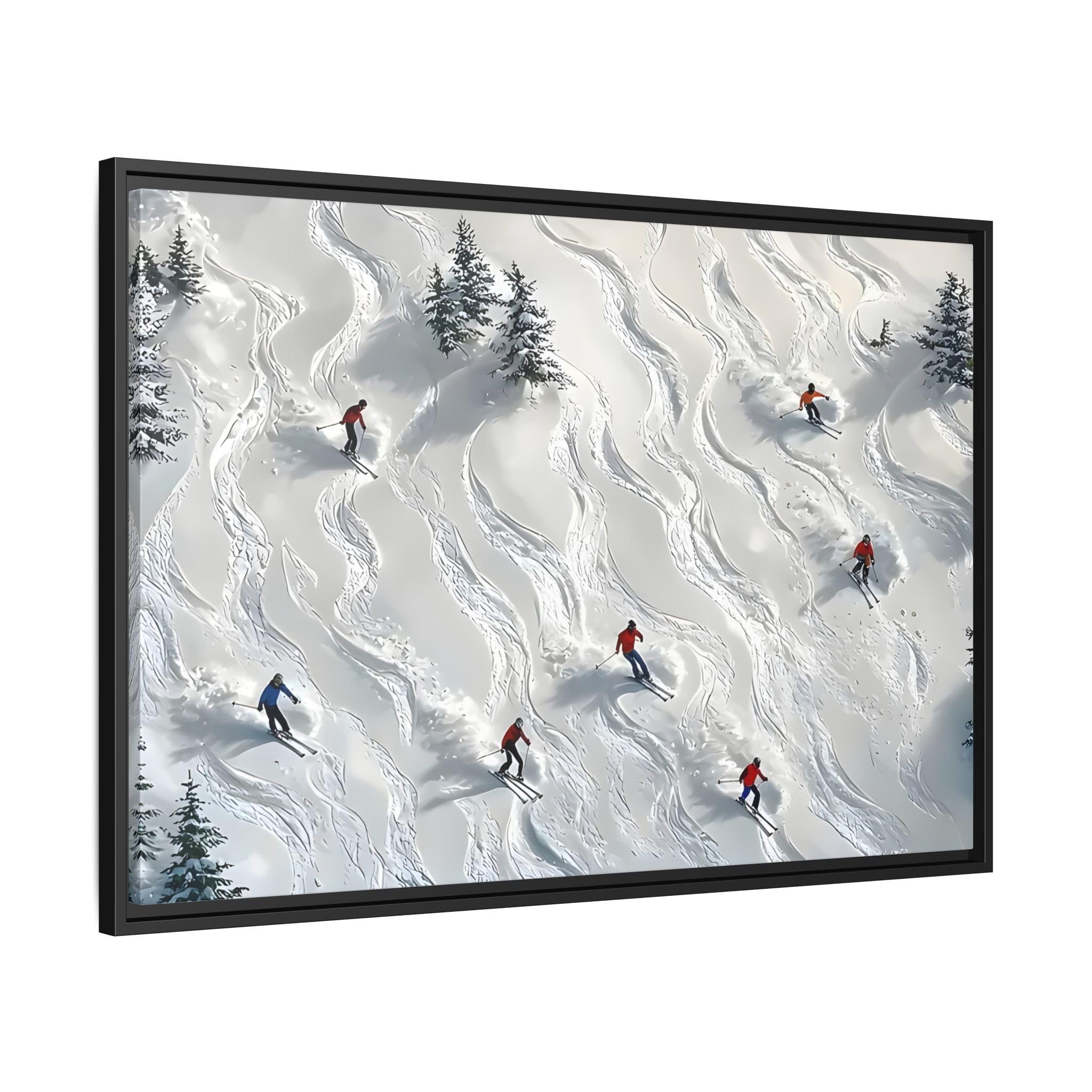 Abstract Large Skiing Sport Canvas Winter Skiers Wall Art Prints 24x16inch 60x40cm (Horizontal) / Black / 1.25inch 3.175cm