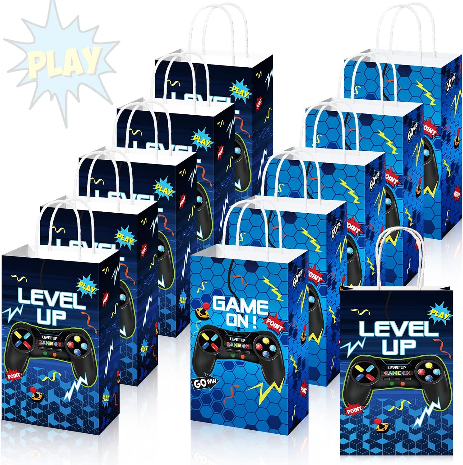 30 Pcs Video Game Party Gift Bags Gamer Theme Party Supplies Level up Paper Handbag Goodie Bags with Handle for Girl Boy Birthday Decoration 30 Pcs Video Game Party Gift Bags Gamer Theme Party Supplies Level up Paper Handbag Goodie Bags with Handle for Girl Boy Birthday Decoration
