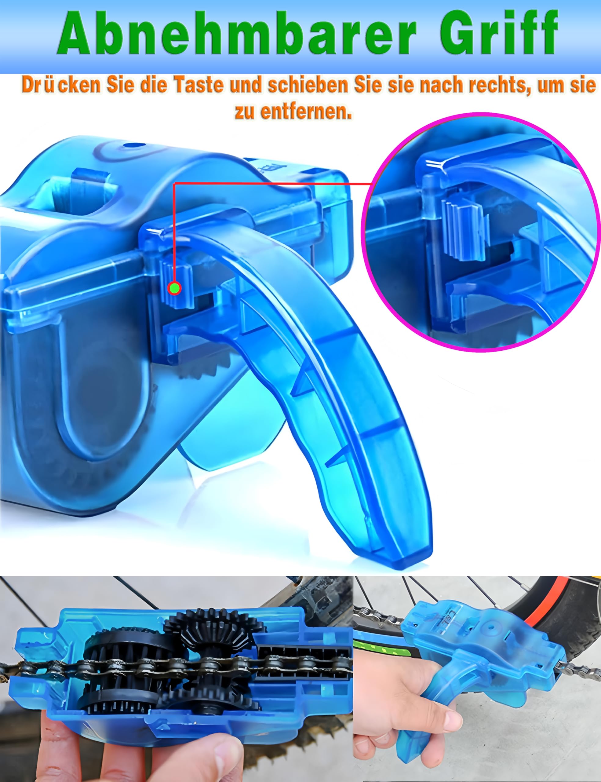 Kit di 4 dispositivi per la pulizia della catena della bicicletta Pulitore per catena della bicicletta Pulitore per catena della bicicletta Spazzola per catena Spazzola