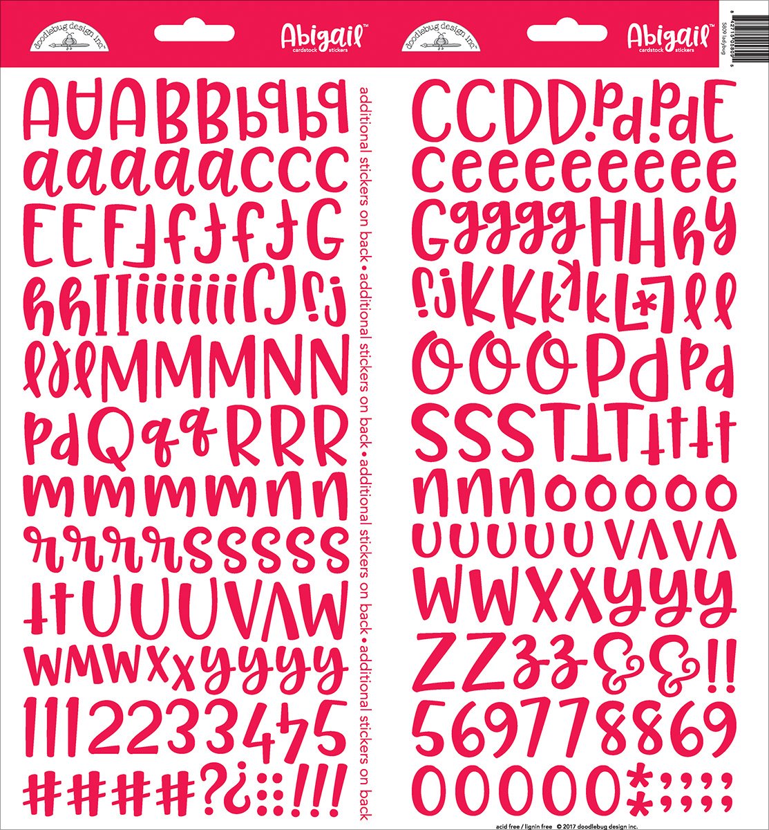 Abigail Font Cardstock Alpha Stickers 6"X13" 2/Pkg, Ladybug