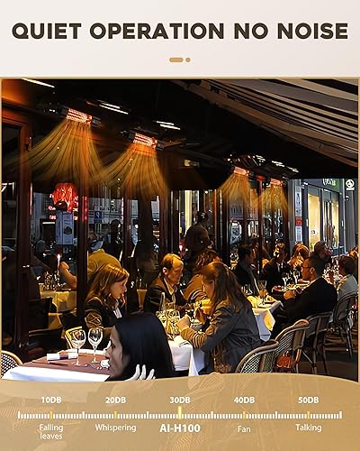 Miniatura 4 de Calentador eléctrico para patio al aire libre, calentador eléctrico infrarrojo de 1500 W con calentador de garaje de calor en ayunas 1S para