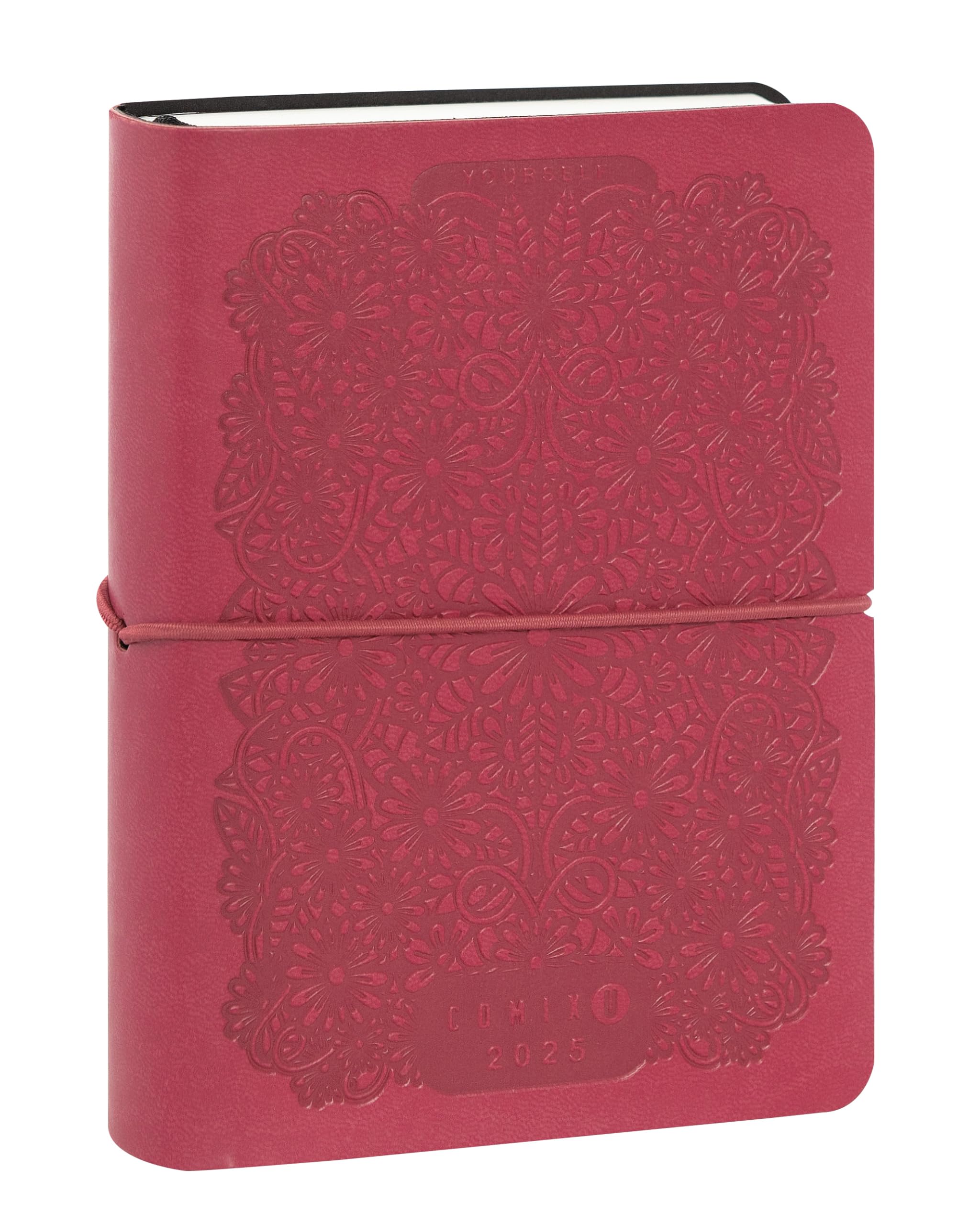 Comix U YOURSELF 2024-2025 Mini Daily Diary, 16 Months, with Soft Cover Heat-moving, Elastic and 448 Pages, Ideal for School and University, 4.3 x 6 inches, Magenta