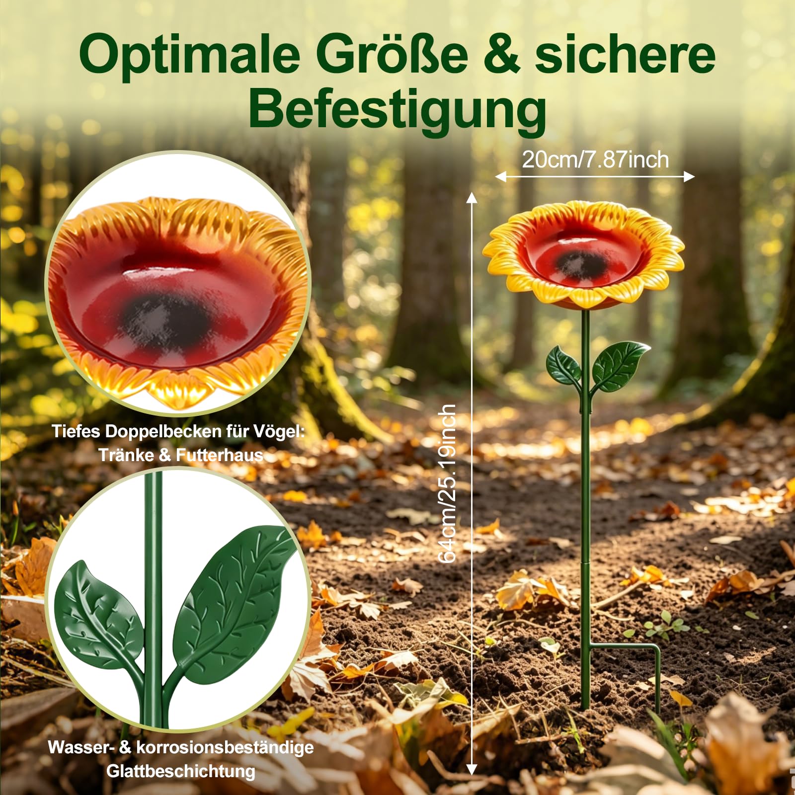 Vogeltränke Stehend Metall, vogeltränke stehend für Garten | Vogeltränke Winterfest, Vogelbad Garten Stehend, Vogeltränke Garten Wassergetränke für Vögel und Schmetterlinge
