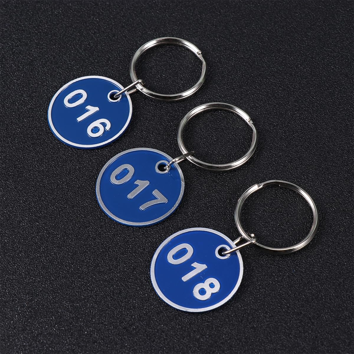 Blu Targhette Numeriche Anello Portachiavi in Alluminio