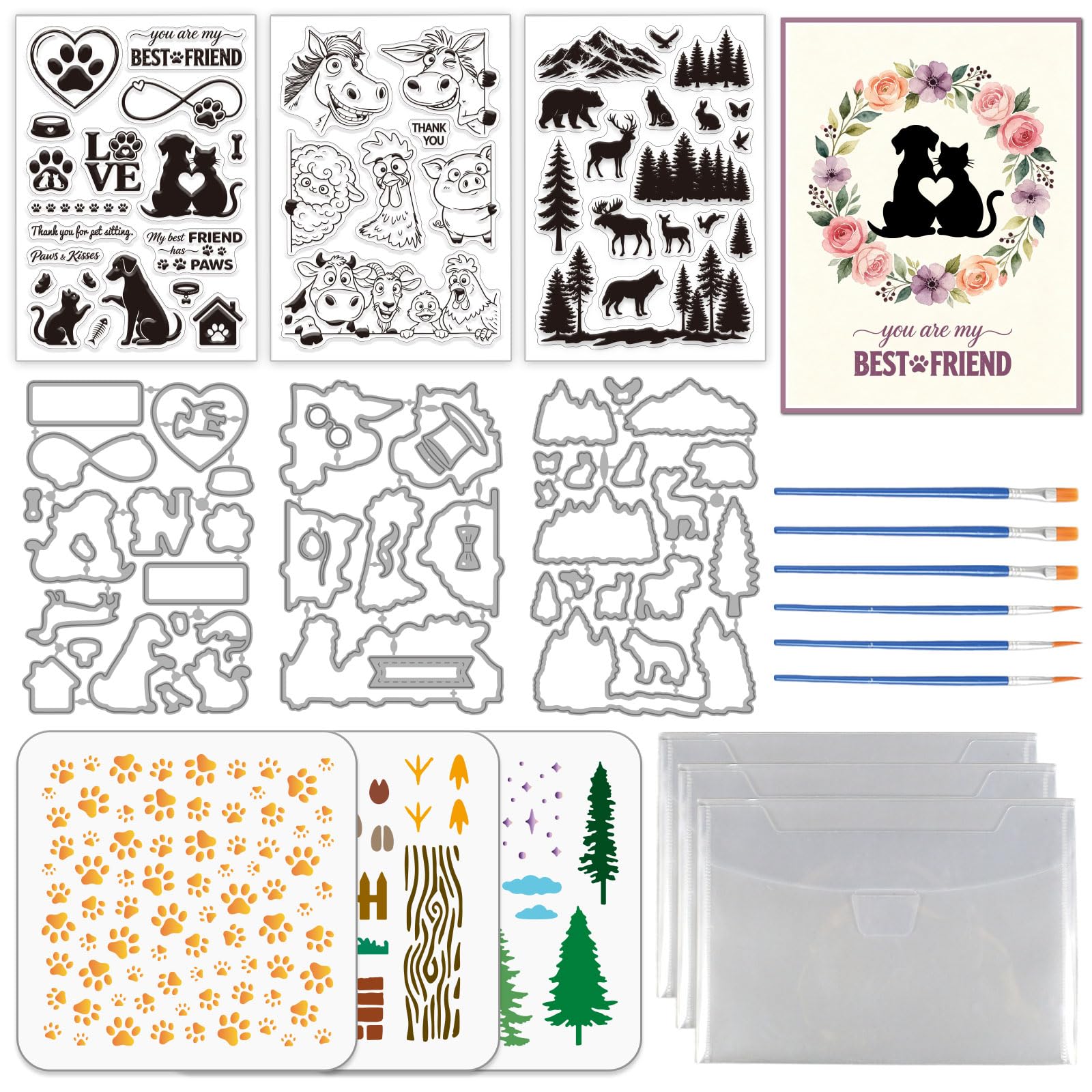 Flower Stamp & Die Set - Peonies, Daisies, Tulips -10