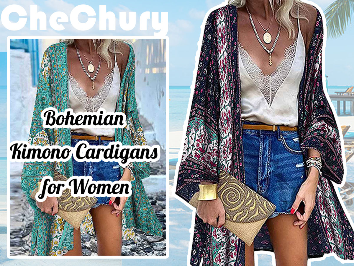 Vancavoo Kimono bohème pour femme, imprimé floral, cardigan à manches longues, chemisier de plage décontracté, M Vancavoo Kimono bohème pour femme, imprimé floral, cardigan à manches longues, chemisier de plage décontracté, M
