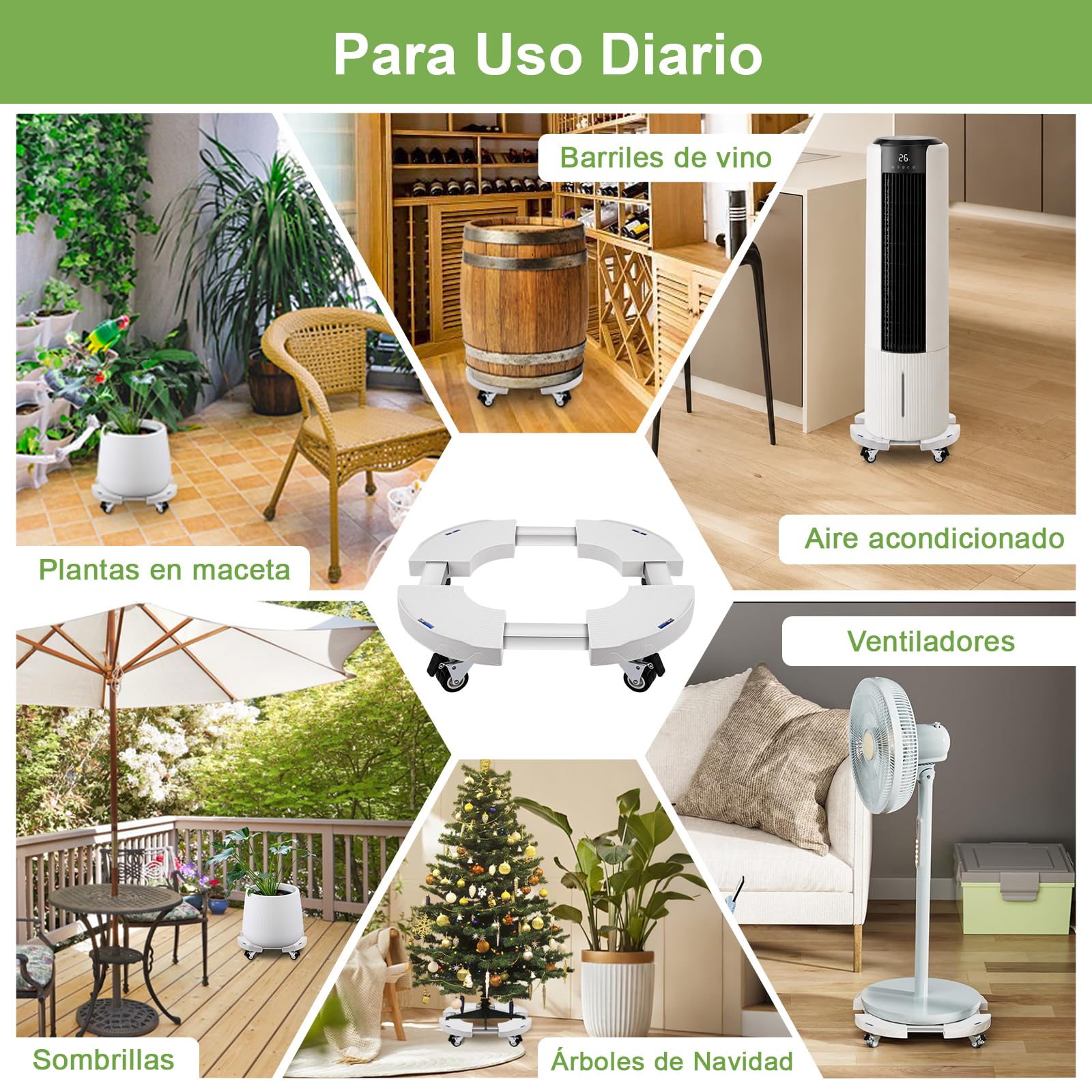 DEWEL Plataforma con Ruedas Ajustable 38.3-51.5cm Base para Planta con Ruedas Soporte para Plantas Exterior Capacidad de 200 KG Adecuado para Macetas Jardín Interior Exterior (Blanco) | Soporte para Plantas Exterior Capacidad de 200 KG Adecuado para Macet
