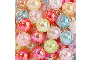 95-Piece Round Acrylic Crackle Beads for Colorful Easter Jewelry