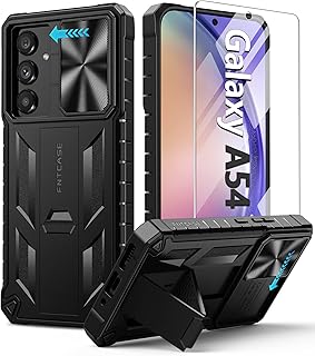 FNTCASE for Samsung Galaxy A54 5G Case: Heavy Duty Military Grade Protection Cell Phone Cover with Kickstand | Durable Dual-Layer Armor Design Protective Case | Matte Textured Shockproof TPU - Black