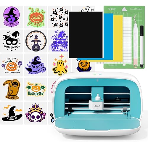 Likcut Vinyl Cutter Machine, Smart Sticker Maker Glee S501 for DIY Joy, Portable Cutting Tool for Crafting Beginner, Compact Design for Home & School Craft Projects, DIY Home Decor, Blue