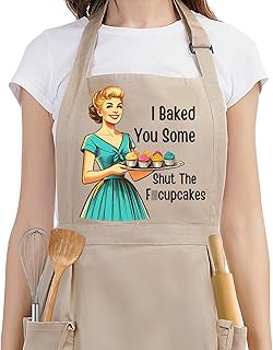 Miracu Funny Cooking Baking Aprons for Women w/Pockets, Ruffle - Cute Sa...