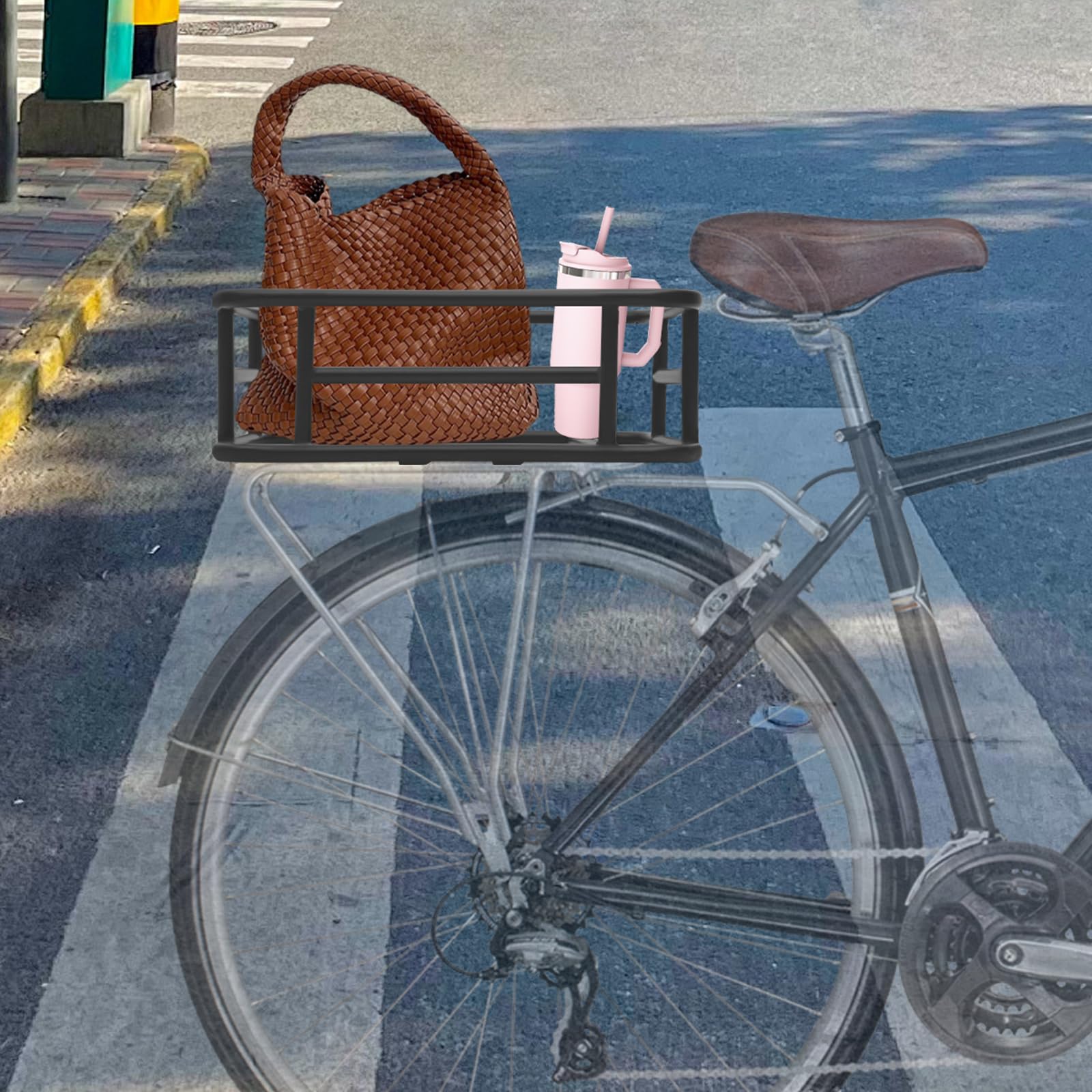 Cestino per bicicletta posteriore, universale, in metallo, fissaggio a 16 fori, carico 25 kg, adatto per mountain bike