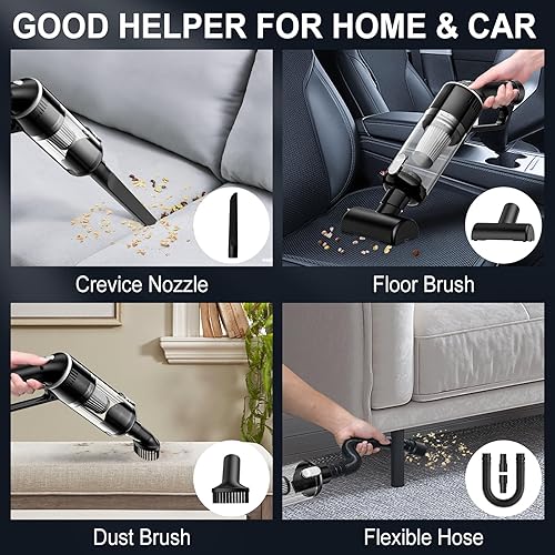 Miniatura 2 de Lovyi Aspiradora de mano inalámbrica, aspiradora de coche con contenedor de polvo de gran capacidad, aspiradora de mano inalámbrica recargable, mini