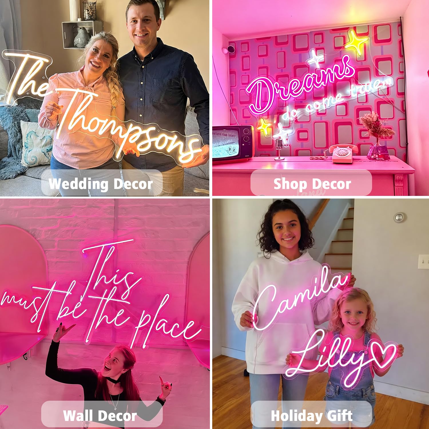 QTOZEING Insegna al scritte neon personalizzata, scritta led personalizzabile insegna luminosa per da parete decorazione camera da letto matrimonio compleanno festa negozio nome luci logo regalo