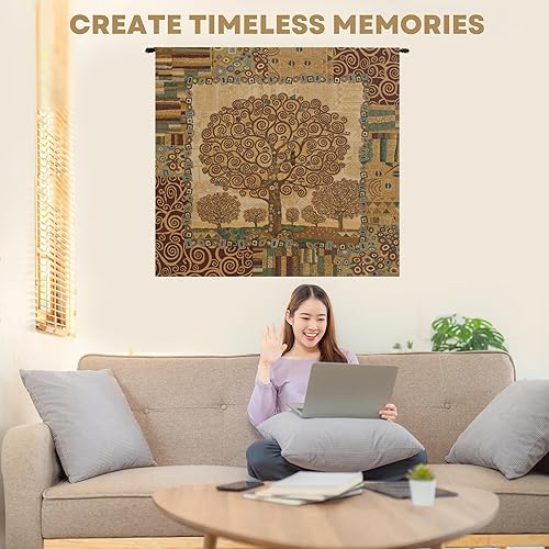 Miniatura 5 de C Charlotte Home Furnishings Inc. Tapiz italiano del árbol de la vida para colgar en la pared, arte de pared de mezcla de algodón y poliéster, 25 x