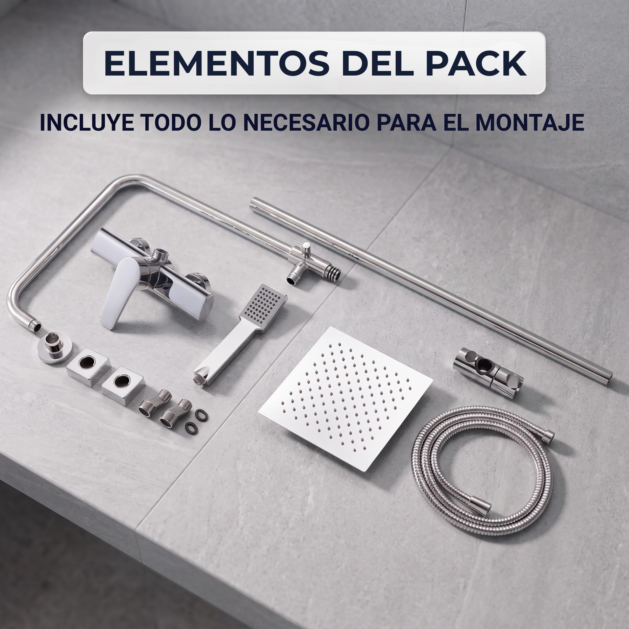 Columna Ducha - Columna Ducha Monomando - Grifo Ducha Columna -Grifo Ducha | Set de ducha completo - ACERO INOXIDABLE - Conexiones Universales - Incluye todo lo necesario para su montaje