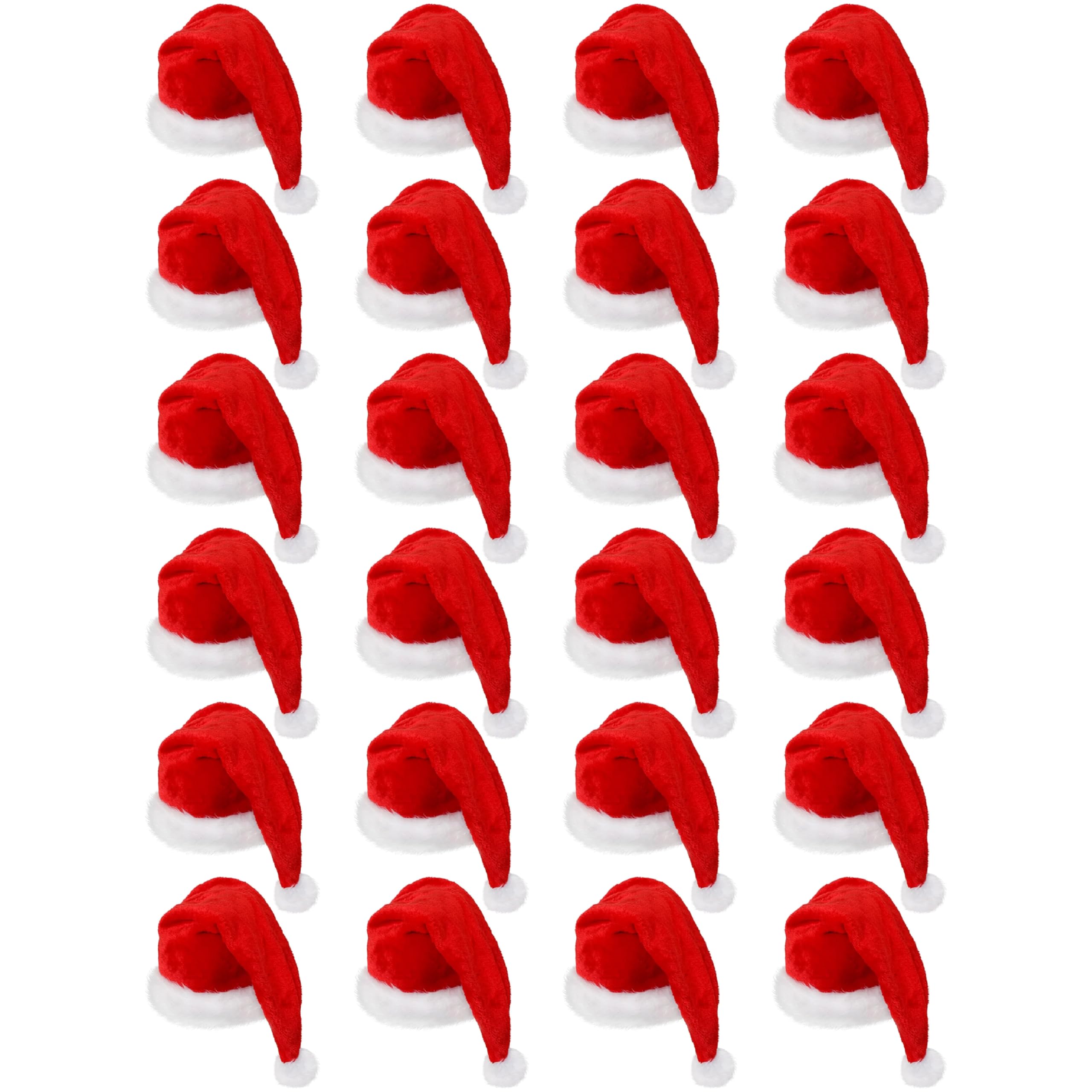 Classic Plush Santa Hat - Red and White Santa Hat With Pom-pom - Perfect for Christmas Fancy Dress - Pack Of 48