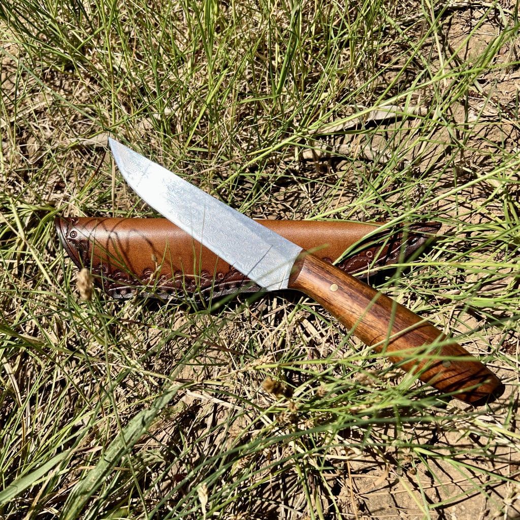 Couteau damas couteau cuisine polivalent Chef Camping tranchant professionnel japonais manche bois étui cuir artisanat suminagashi decoupe rasoir nourriture extérieur collection edc