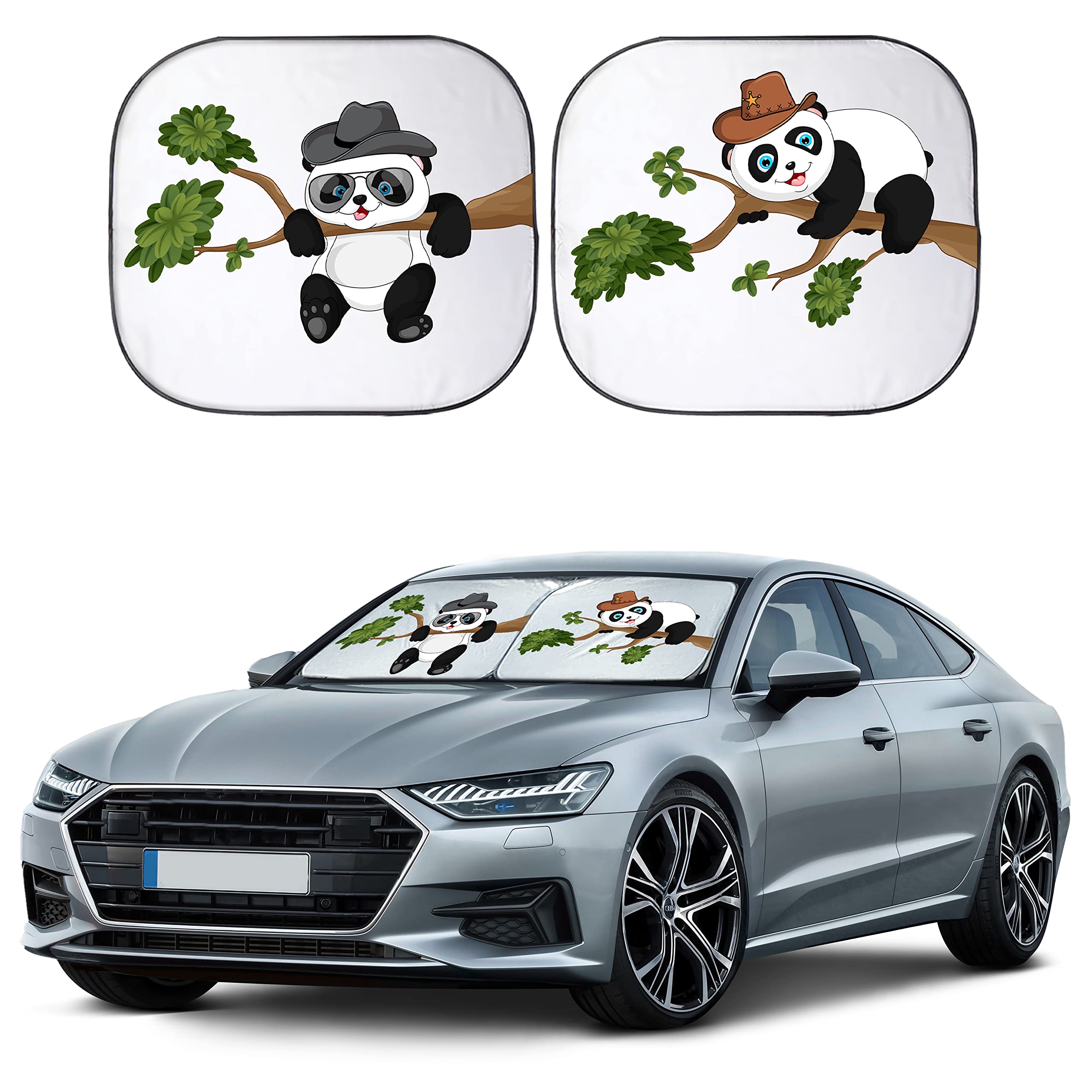 Photo 1 of **ONLY ONE SHADE**EcoNour Windshield Sun Shade Cartoon Funny Medium Size (31" L x 28" W), Printed Car Sunshade Foldable, 240T Polyester Blocks Heat and UV Rays for Front Window Protection