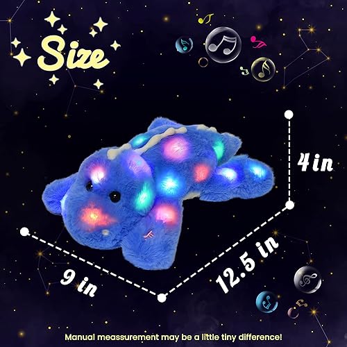 Miniatura 3 de Hopearl Dinosaurio de peluche con luces LED y música, suave, flexible, con volumen ajustable, canciones de cuna, animado, da calma, regalos de