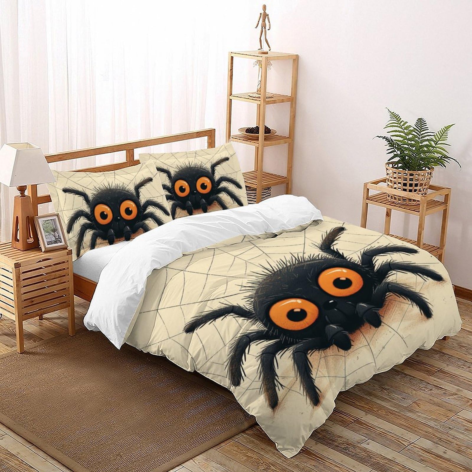Parure de lit double araignée mignonne enfant 200x200 avec 2 taies d'oreiller