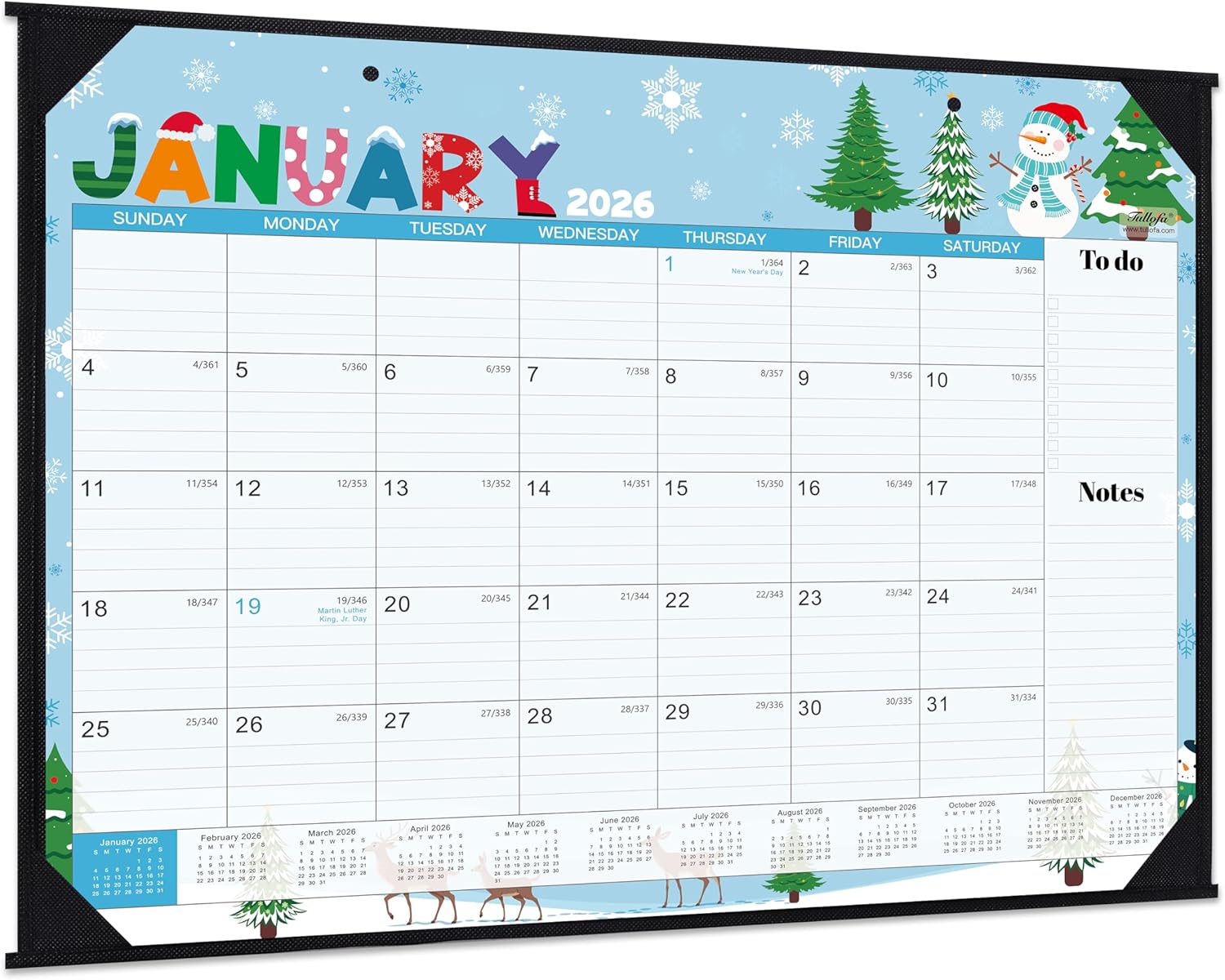 2026 desk calendar - large desk calendar 2026, jan.2026 - dec.2026, 22" x 17", 2026 calendar with corner protectors + large ruled blocks, to-do & notes, 12 different themes 2026 desk calendar large