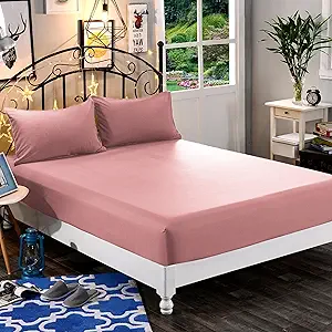 Elegant Comfort 1500 Premium Hotel Quality 1-Piece Fitted Sheet, Softest Quality Microfiber-Deep Pocket up to 16 inch,Wrinkle and Fade Resistant, Twin/Twin XL, Dusty Rose