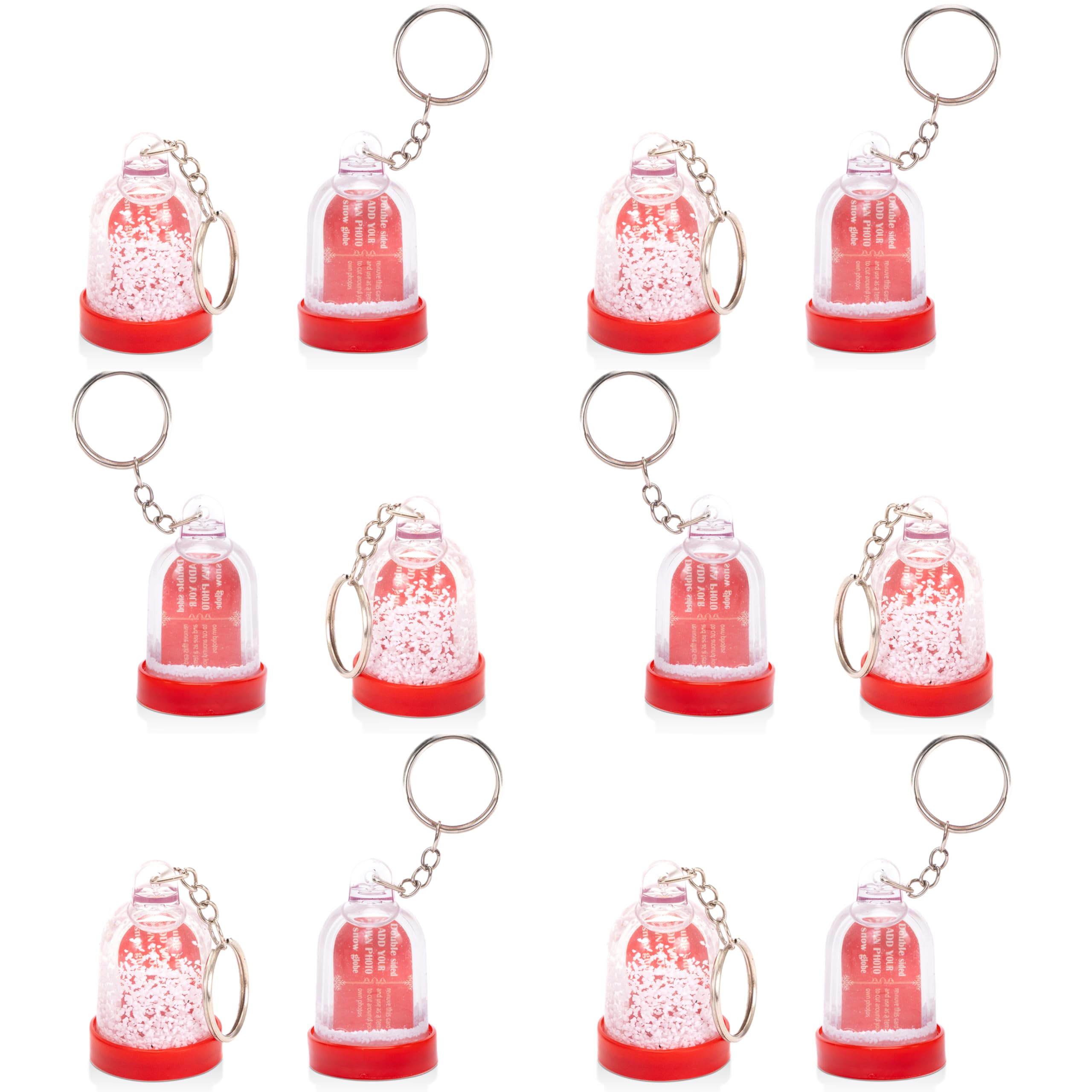 Evelay White Mini Snow Globe Keyrings | Double-Sided Custom Photo Inserts | Clear Acrylic Keepsake Keychains | Fun Diy, Stocking Fillers, Party Favours | Packs Of 2–24