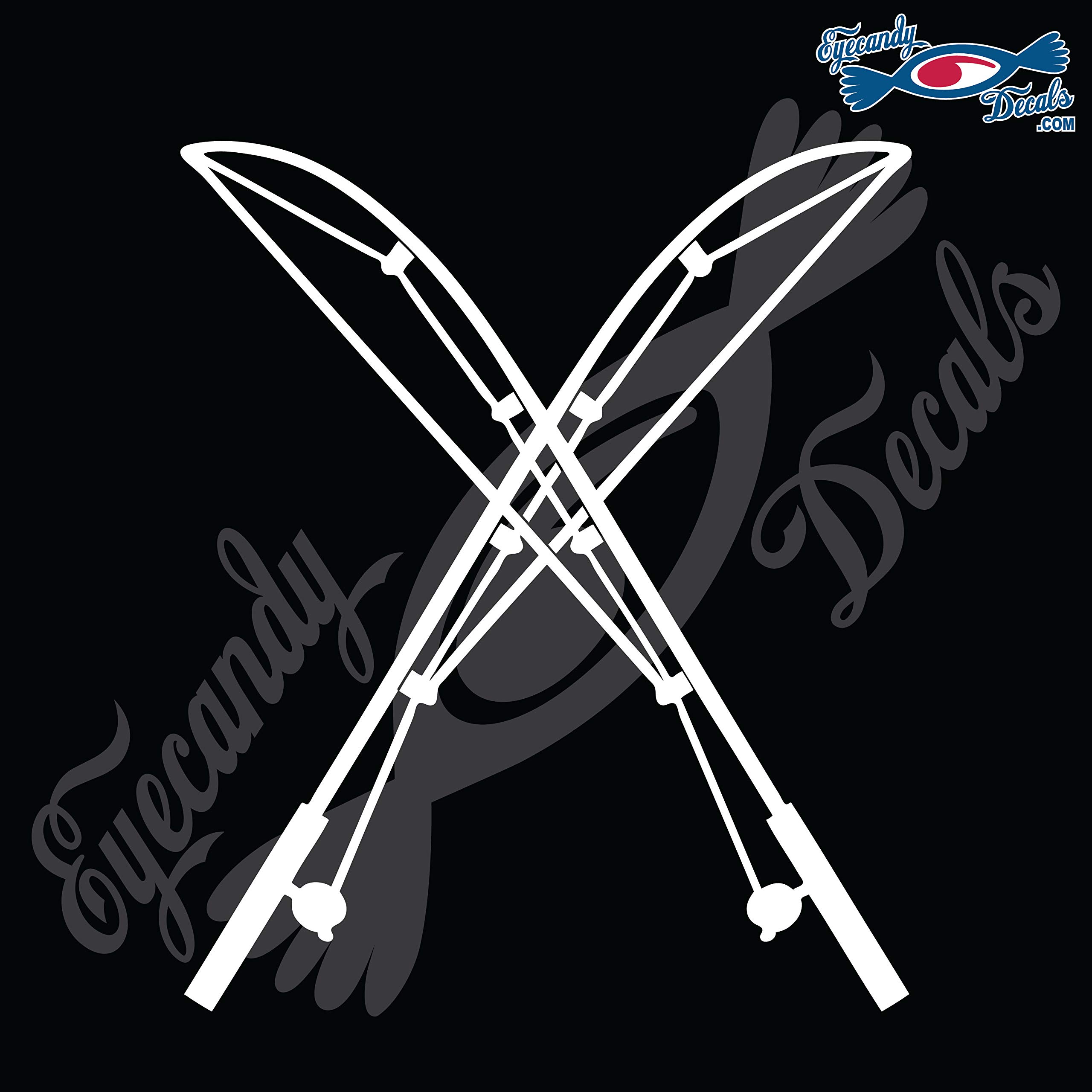 Eyecandy DecalsFishing RODS Crossed 6" White Decal Sticker