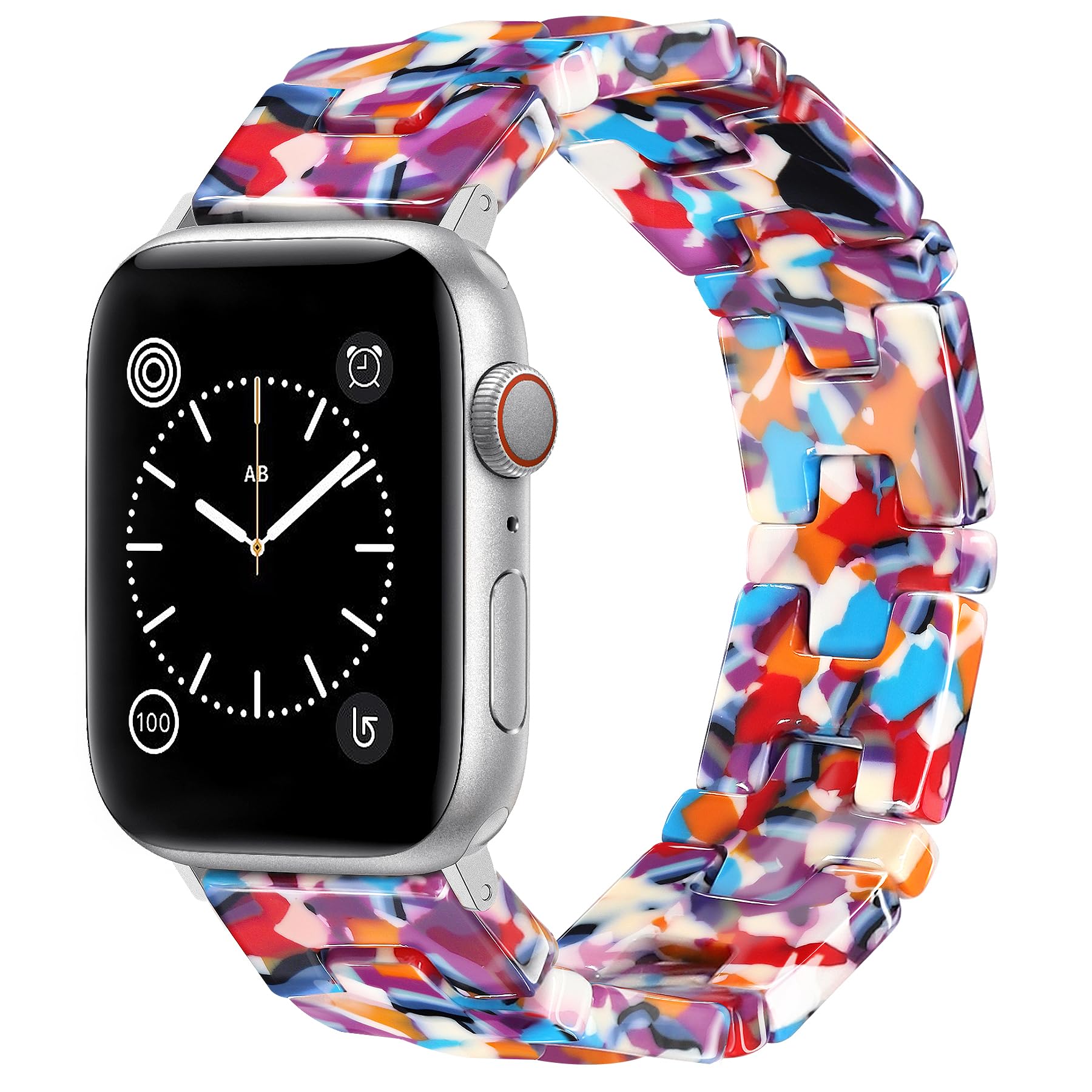 JR DM Resin Stretchy Tortoise Fancy Beaded Bracelet Women Compatible with Apple Watch Band 42mm S3 2 1