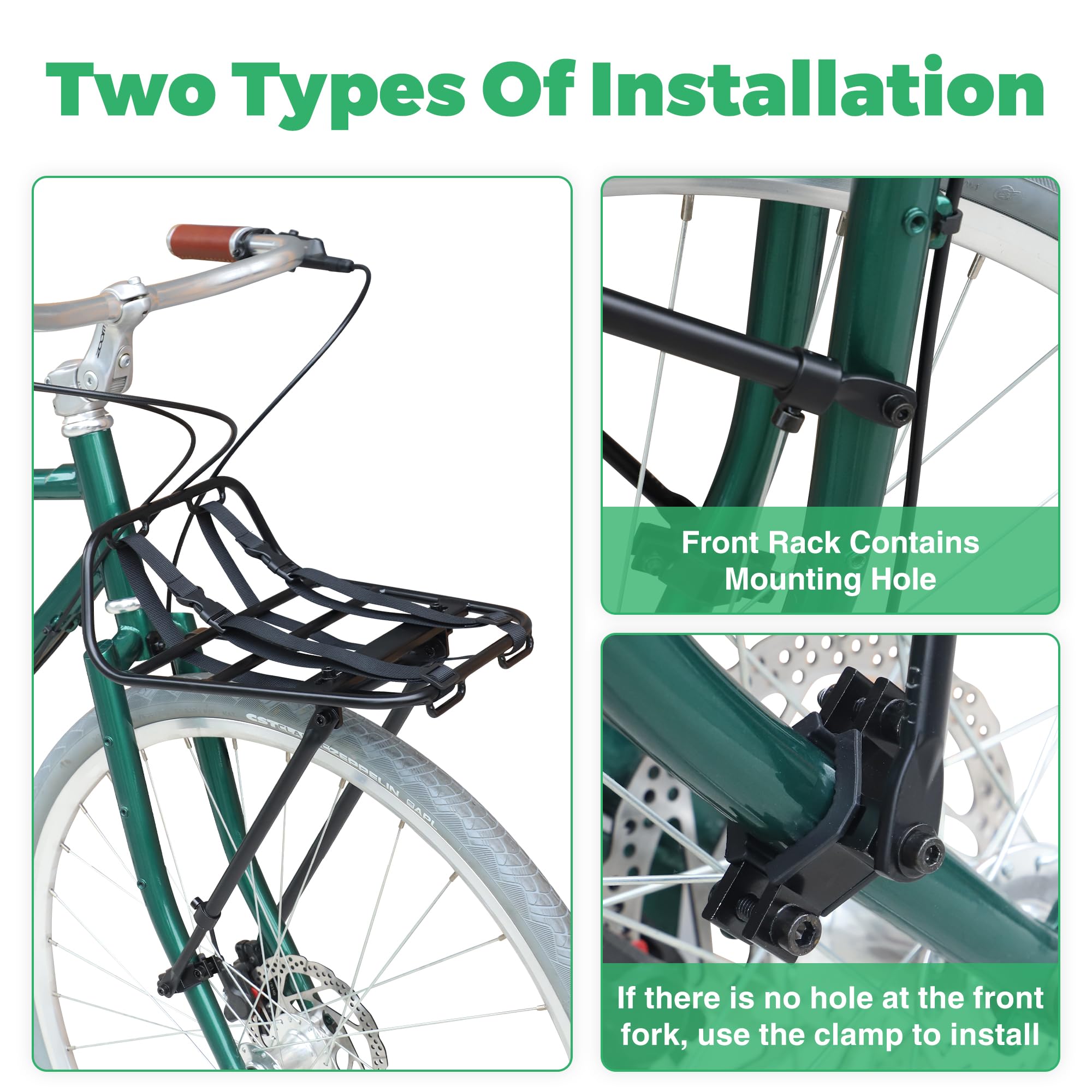 ZUKKA Fahrrad Gepäckträger vorne Maximaler Belastung 15kg,Aluminiumlegierung Geeignet für 24-29 Zoll 700C Fahrräder für Mountainbike Rennrad
