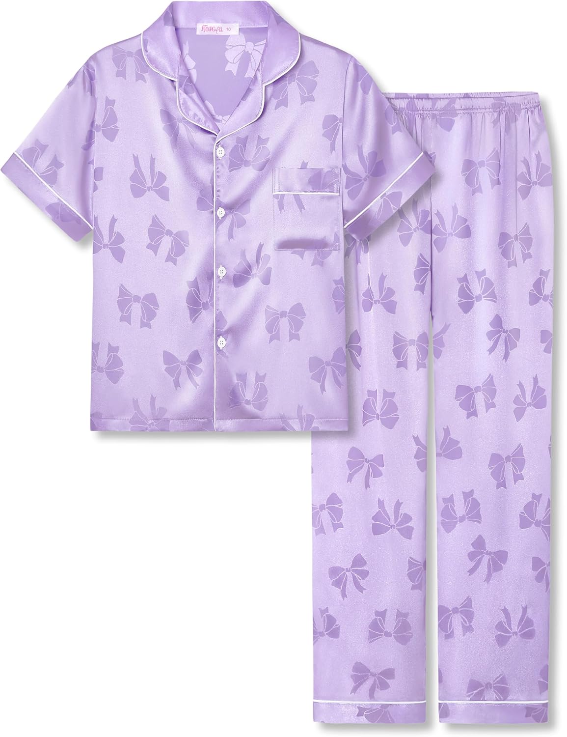 Topgal Satin Pajamas for Girls Coat Style Unicorn & Cat Silky Button Down PJ Set Size 6-16