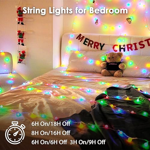 Miniatura 7 de LORRYTE Luces de Navidad conectables de 100 luces LED para exteriores e interiores, tira de luces multicolor de 43 pies con control remoto, 8 modos