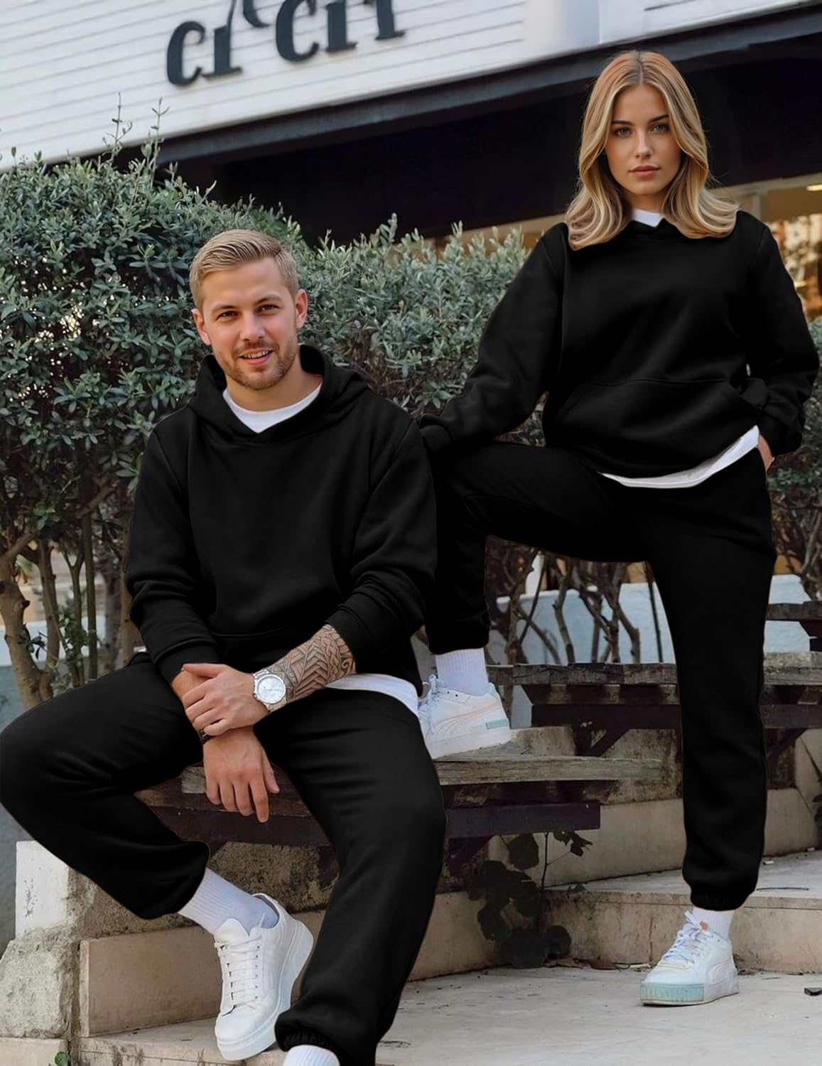 JMIERR Men's 2 Piece Outfits Hoodie Sweatshirt Tracksuit & Joggers Sweatpants Sweatsuit Set - Image 4