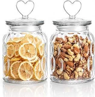 Deko Glas mit Herzförmig Deckel, Candy Bar Gläser 2er Set