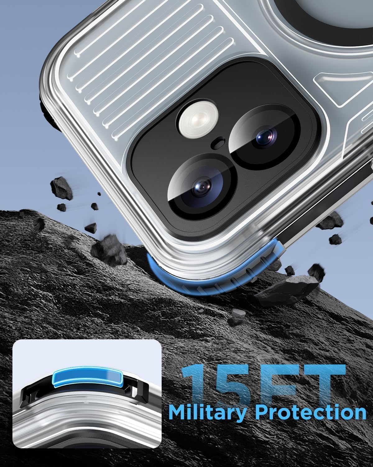 for iPhone 16 Waterproof Case with Magsafe, Built-in [Camera & Screen Protector] [Lanyard], IP68 Water Proof Full Body Dustproof Heavy Duty Frosted Protective Phone Cover, 6.1" Black