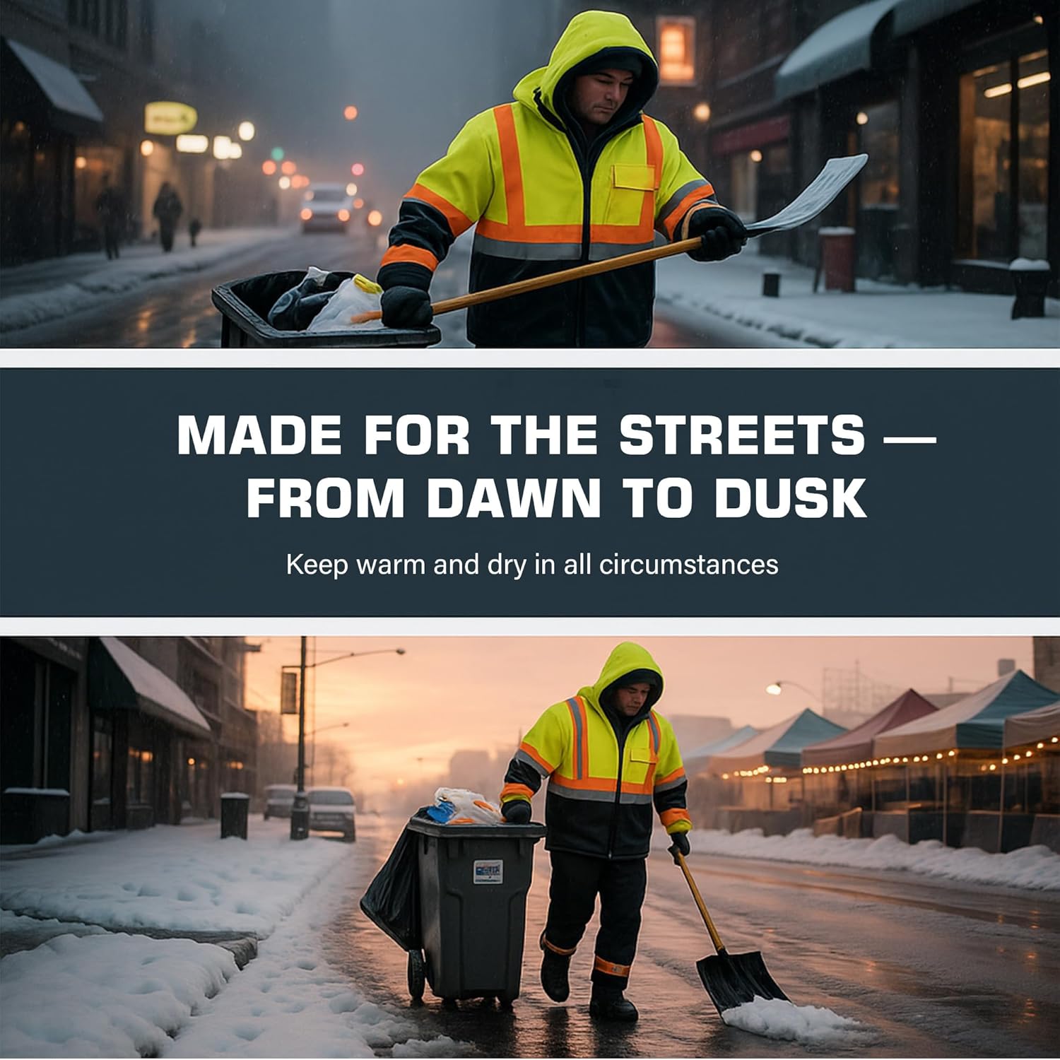 PAFESTER Fleece Safety Hi Vis Lightweight Jacket Reflective Visibility Hooded jacket Bomber Jacket with Pockets Zipper - Image 7